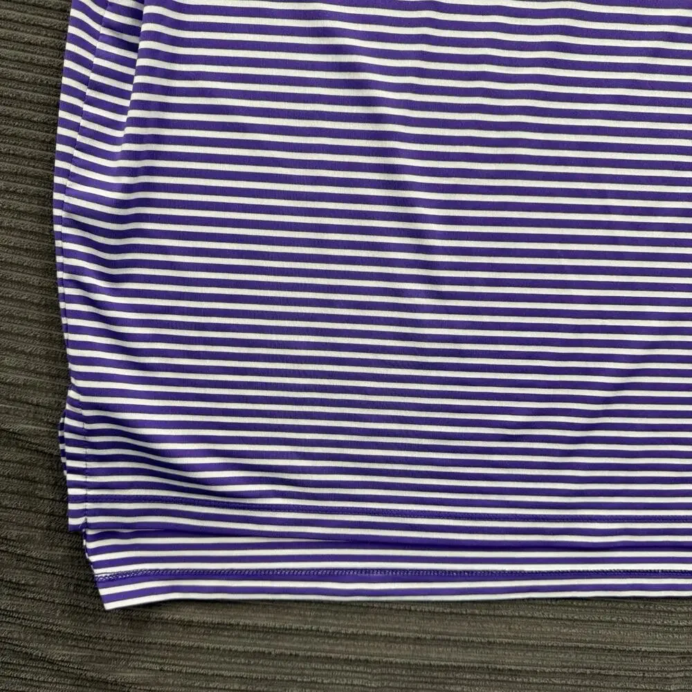 Ralph‎ Lauren Performance Polo Shirt Men XL Purple Striped Polyester Golf.